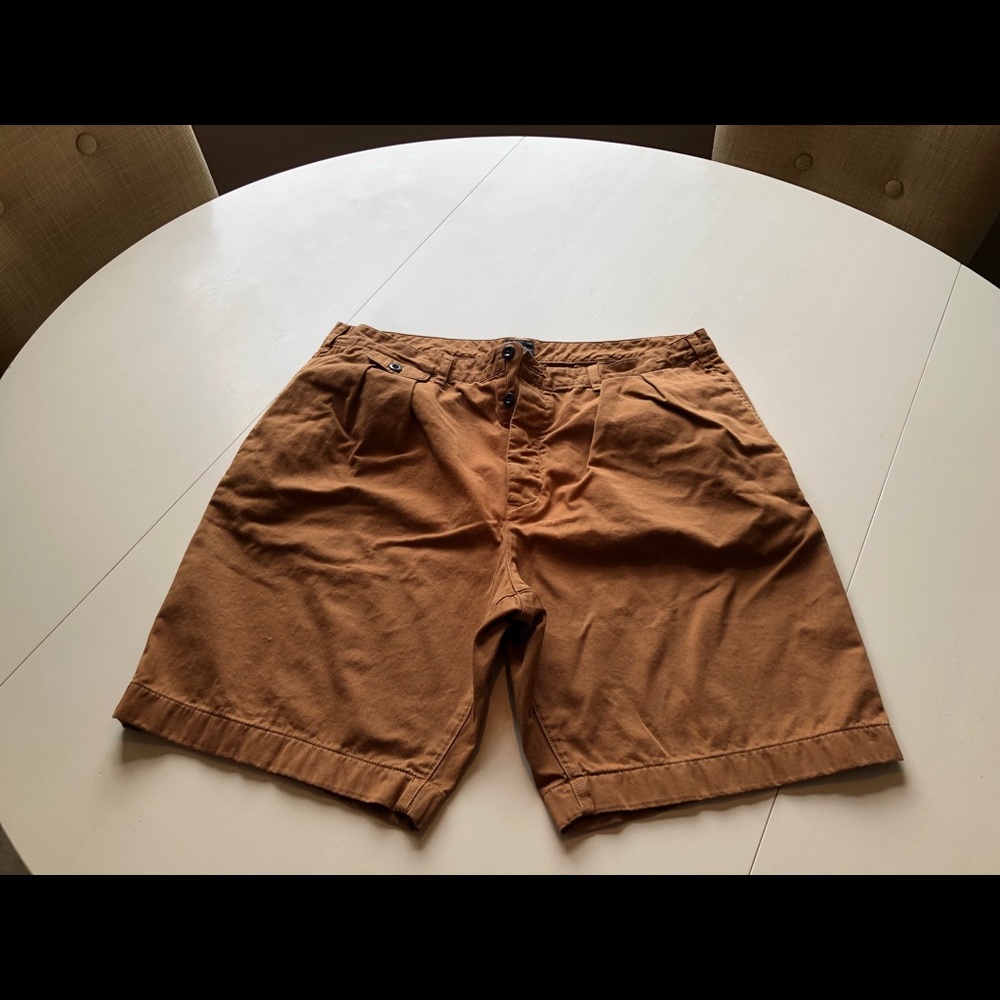 J Crew pleated shorts. British Tan